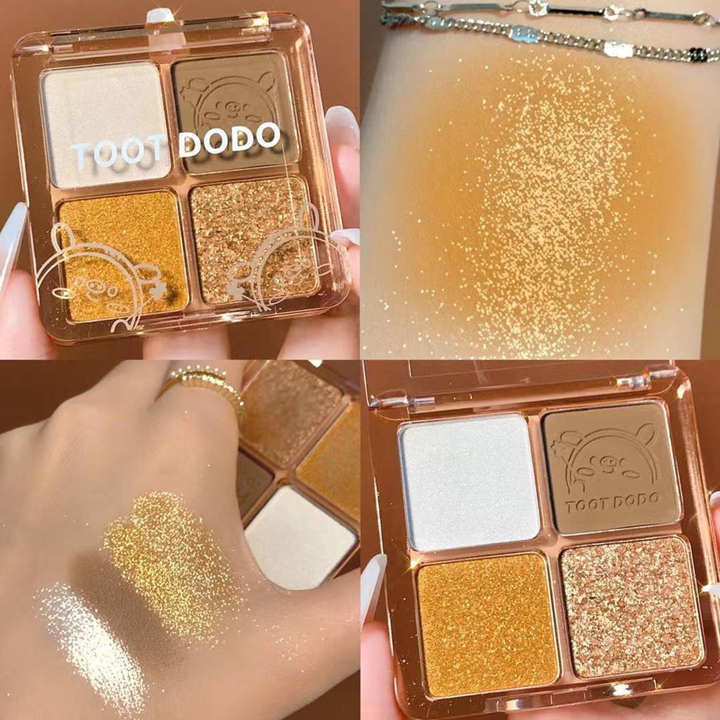 Bảng Phấn Mắt 4 Màu Sắc Hiệu Ứng Lì/ Ánh Nhũ Lên Màu Cực Chuẩn