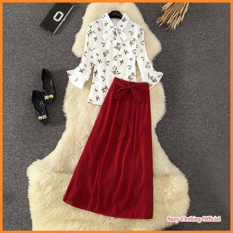 Set đầm chiffon in hoa thời trang | BigBuy360 - bigbuy360.vn