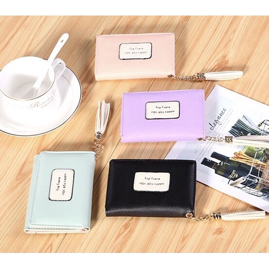 Ví nữ đựng tiền nhiều ngăn 211  khóa bấm chất da retro phong cách thanh lịch