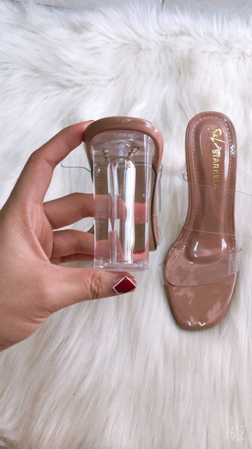 [ SIÊU HOT - HÀNG LOẠI 1 ] Dép Cao Gót Quai Trong Gót Trong 2 Quai 7 cm ( May Viền Lót )