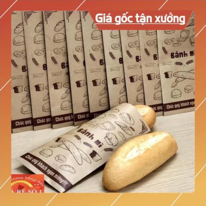 tui giay banh mi [Free ship] 500 túi bánh mì 13x25cm giấy kraff siêu đẹp + tiêu chuẩn an toàn thực phầm