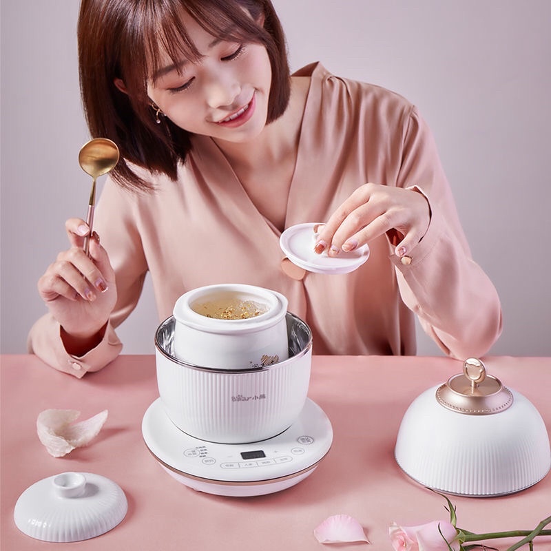 Chén chưng nấu tổ yến  BEAR 1L màu trắng bảo hành 12 tháng