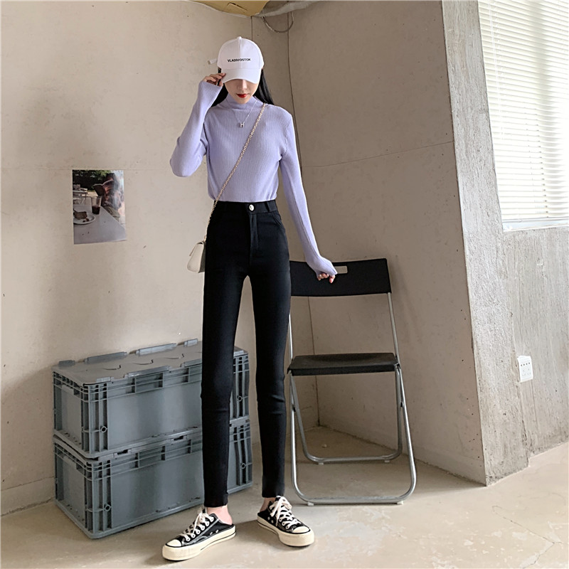 SUXI NEW Quần Legging Lưng Cao Màu Đen Cho Nữ