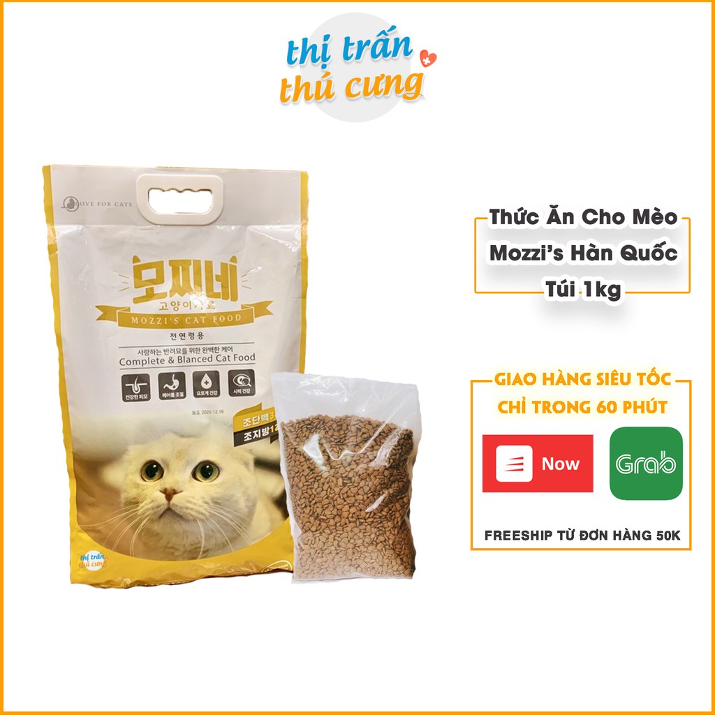 Thức ăn hạt cho mèo hạt Mozzi's Hàn Quốc - Túi 1kg hạt Mozzi siêu tiết kiệm | Mozi