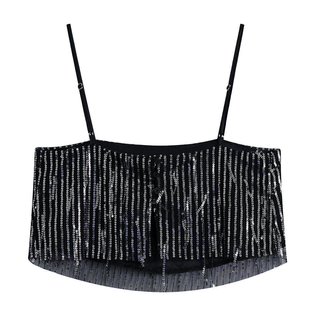 Set áo hai dây đen kim tuyến nhà zara