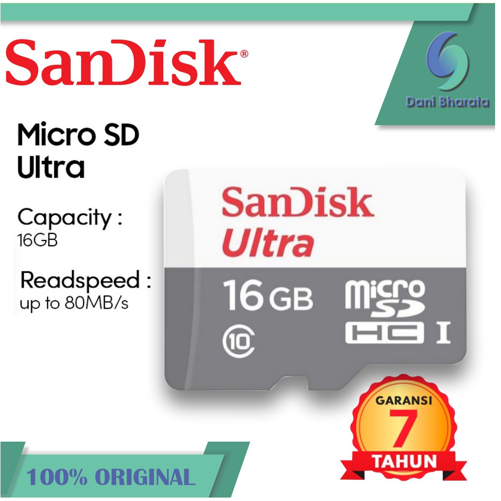 Thẻ Nhớ Sandisk Ultra Micro Sdhc Uhs-i 16gb Class 10 Up Đến 80mbps