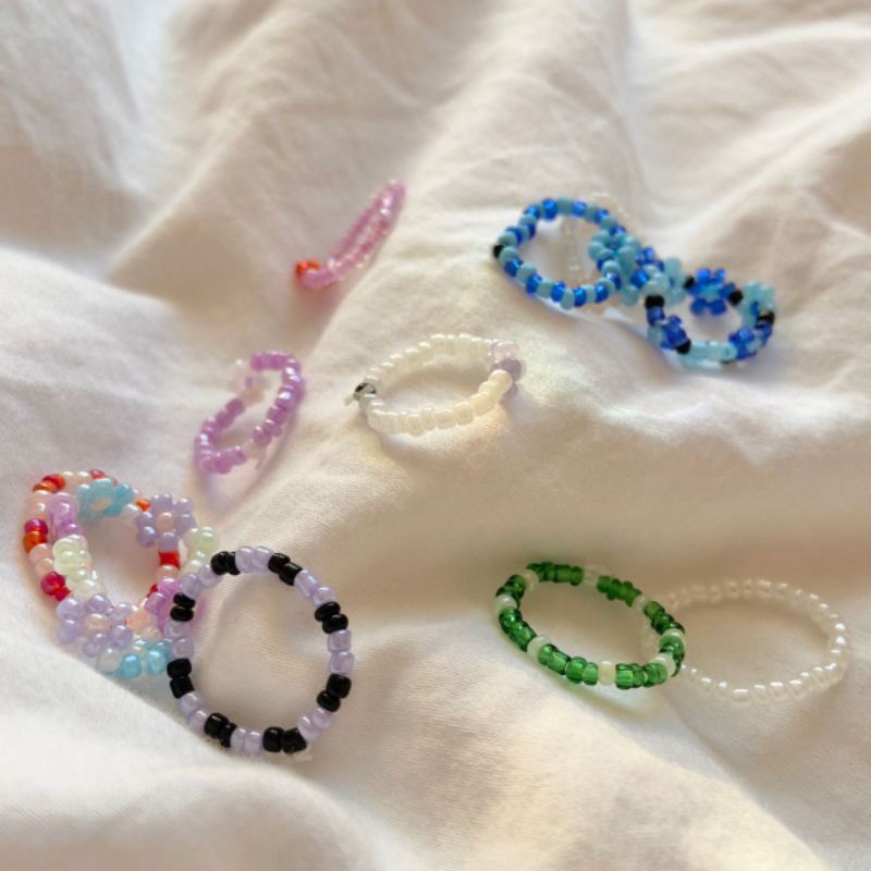 Nhẫn hạt cườm nhiều màu handmade