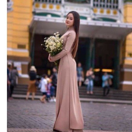 Áo dài chiffon 4 tà màu da kèm quần 2 lớp