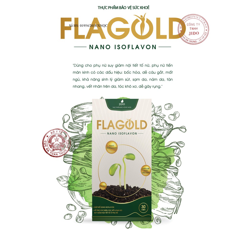 Mầm đậu nành nano flagold - Tăng kích thước vòng 1 - Cân bằng nội tiết tố