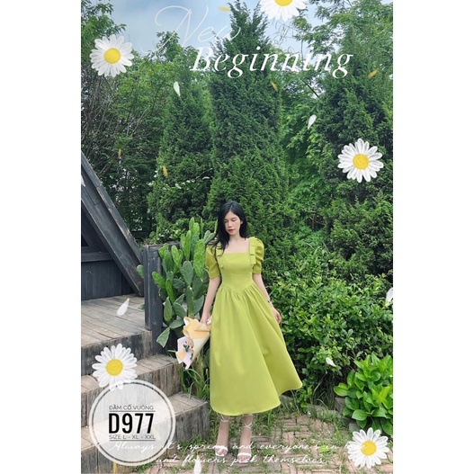 Bigsize Đầm cổ vuông D977