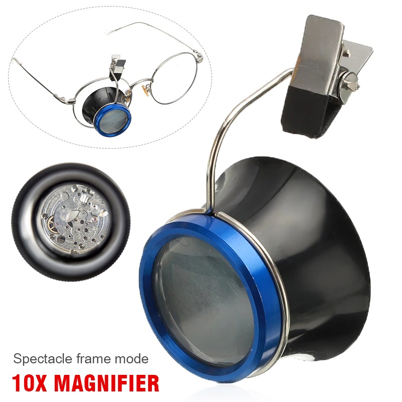Clip-On Eyeglass Magnifier Loupes Magnifying Lens Repair Tool Random Blue / Red