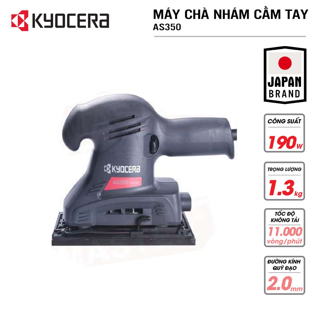 Máy chà nhám rung vuông cầm tay KYOCERA - AS350 (Kèm Giấy chà nhám)