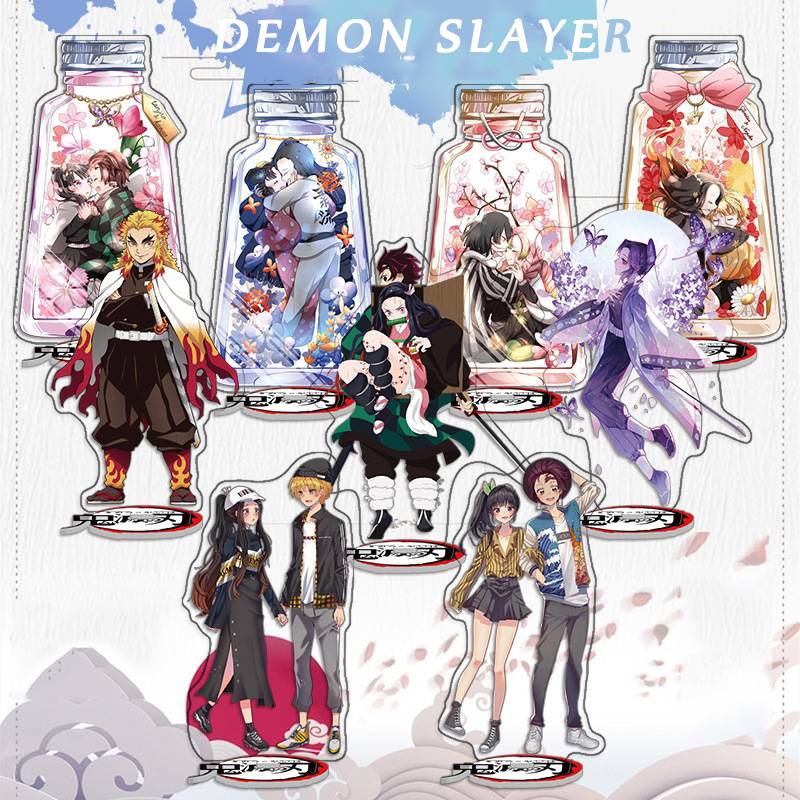 Mô hình đồ chơi nhân vật Tanjiro Nezuko Zenitsu trong phim hoạt hình Demon Slayer chất liệu acrylic trang trí bàn làm việc