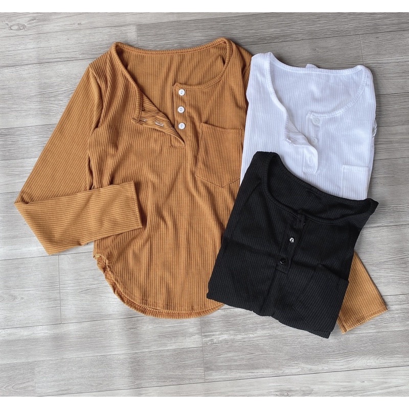 Áo gân tay dài 1 túi gài nút