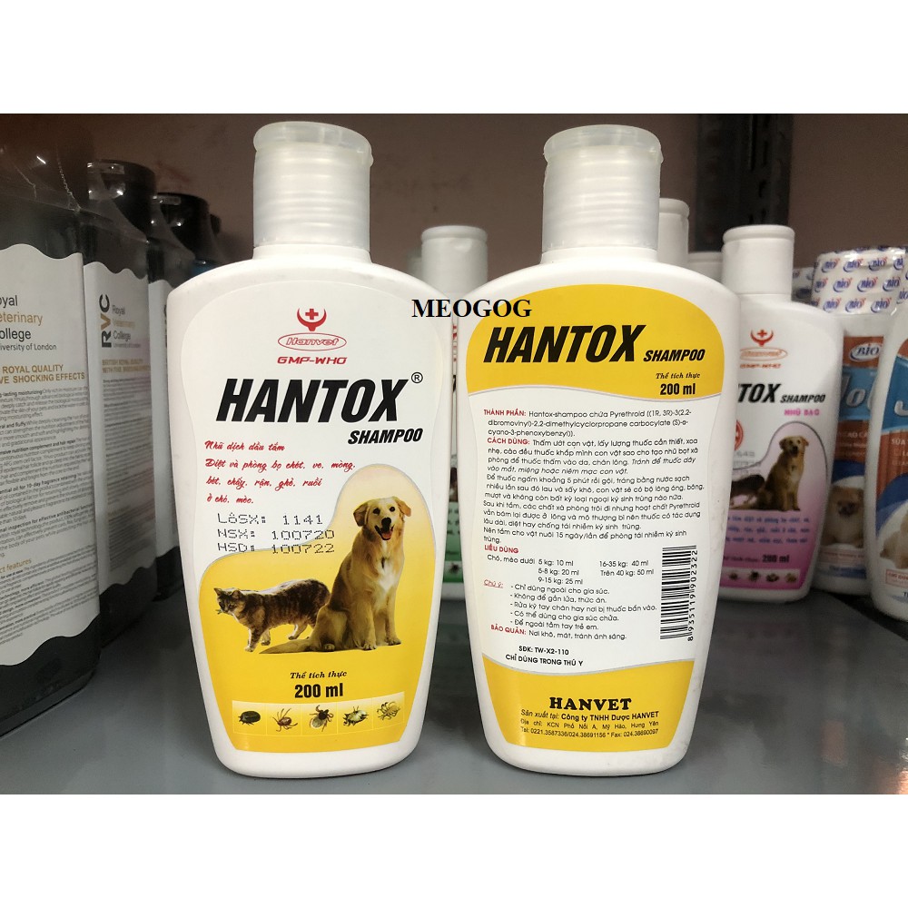 Sữa Tắm Trị Ve Rận Bọ Chét Chó Mèo Hantox Shampoo Hanvet 200ml