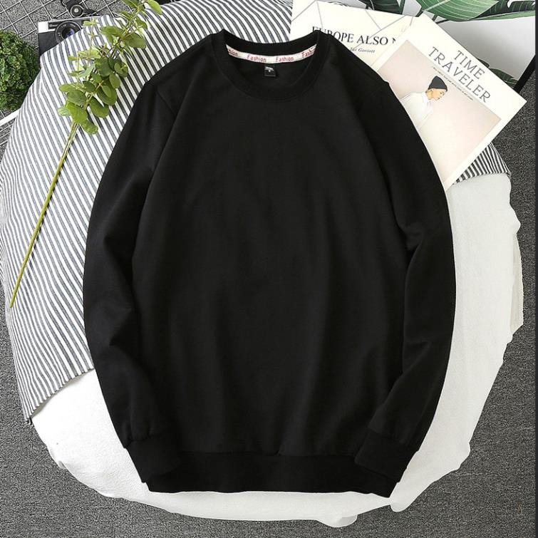 giá rẻ-  Áo Sweater Nam Nữ . Áo Nỉ Unissex Dài Tay cổ tròn Trơn Vải Cotton Da Cá Giữ Nhiệt STT1 / có size áo trẻ em