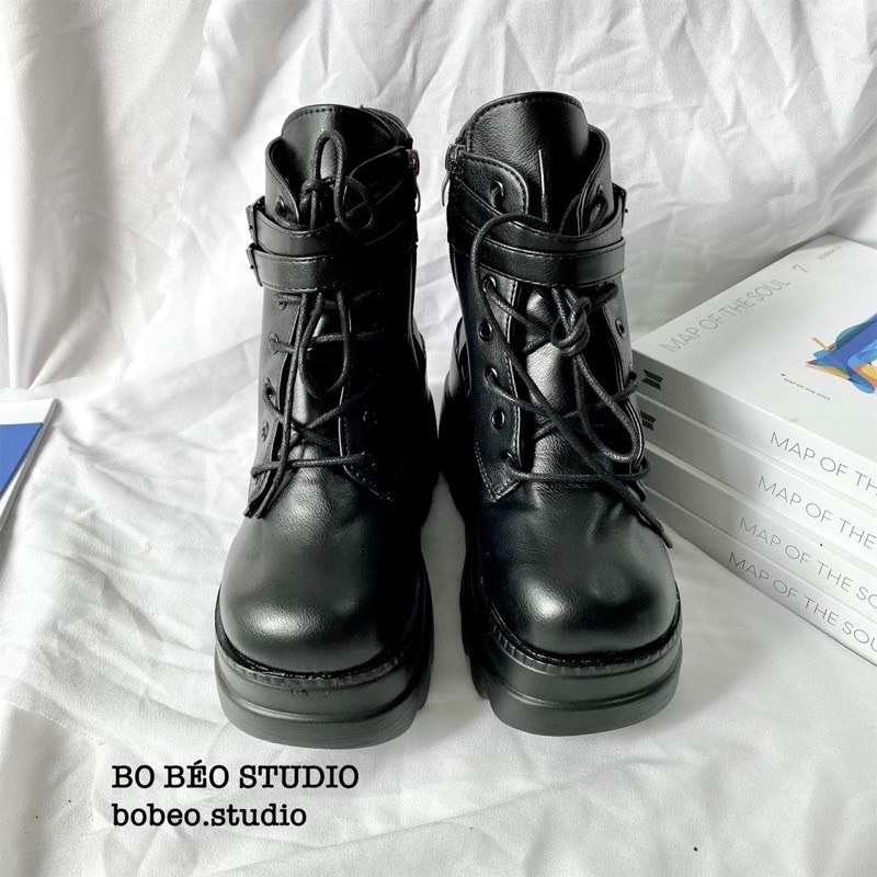 BỐT ĐEN TRIFLE ĐẾ CAO 10CM 2 LỚP - BLACK TRIFLE PLATFORM BOOTS