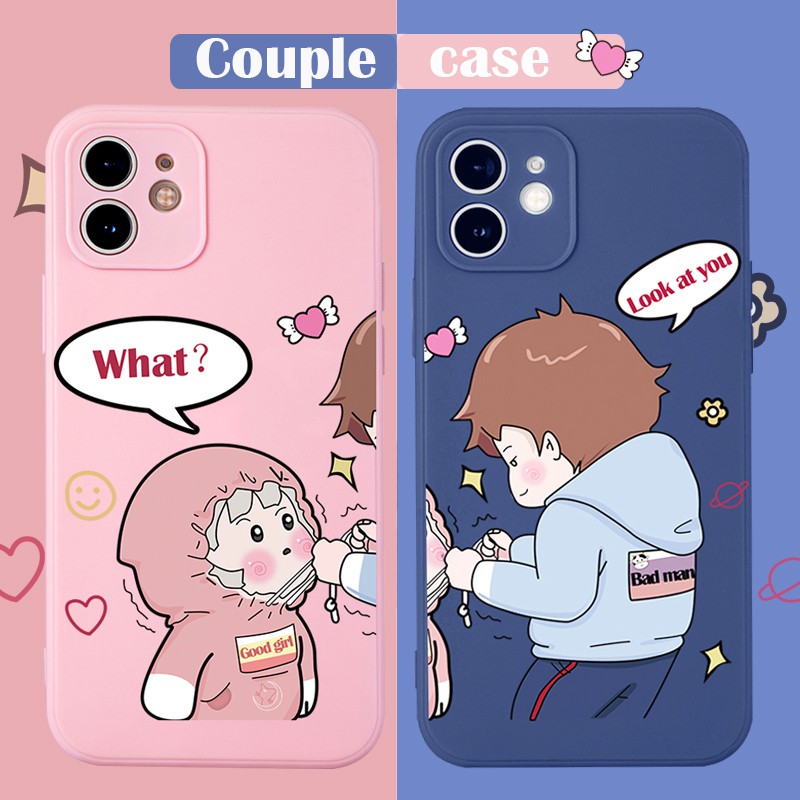 Ốp lưng JURSUE mềm hoạt hình cặp đôi dễ thương đẹp cho iPhone 13 12 11 Pro Max SE 2020 X XR XS ip 8 7 6 6S Plus kute Y4