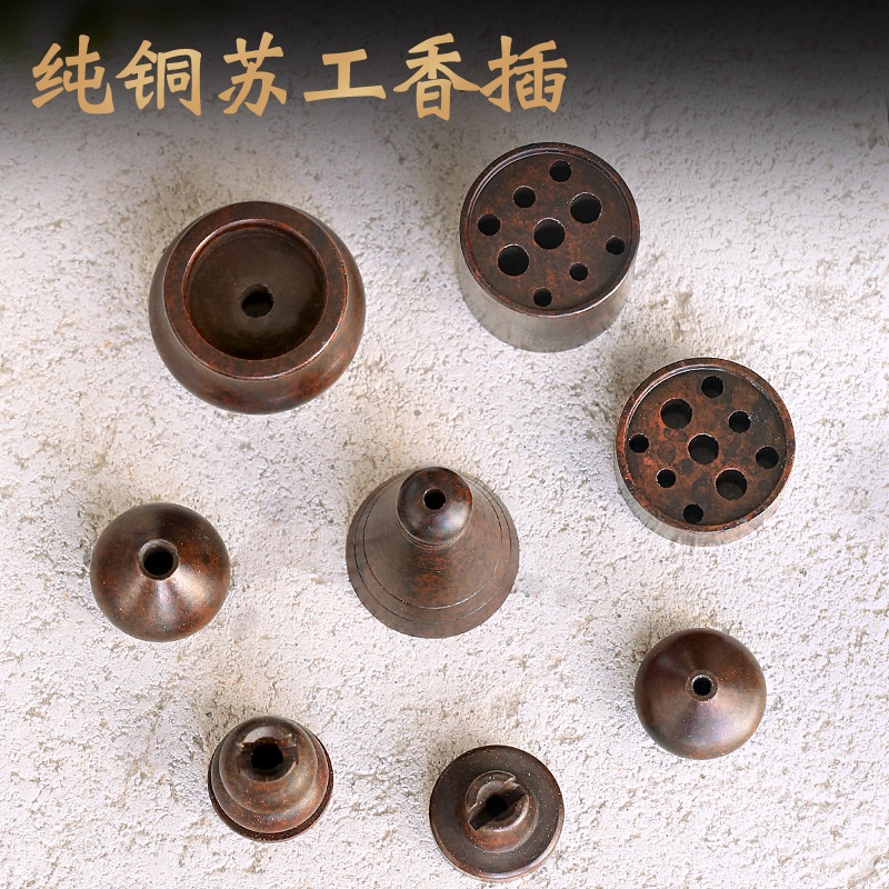 Đế Đốt Trầm Hương Chín Lỗ Bằng Đồng Nguyên Chất Màu Đỏ Hình Phật Có Giá Đỡ