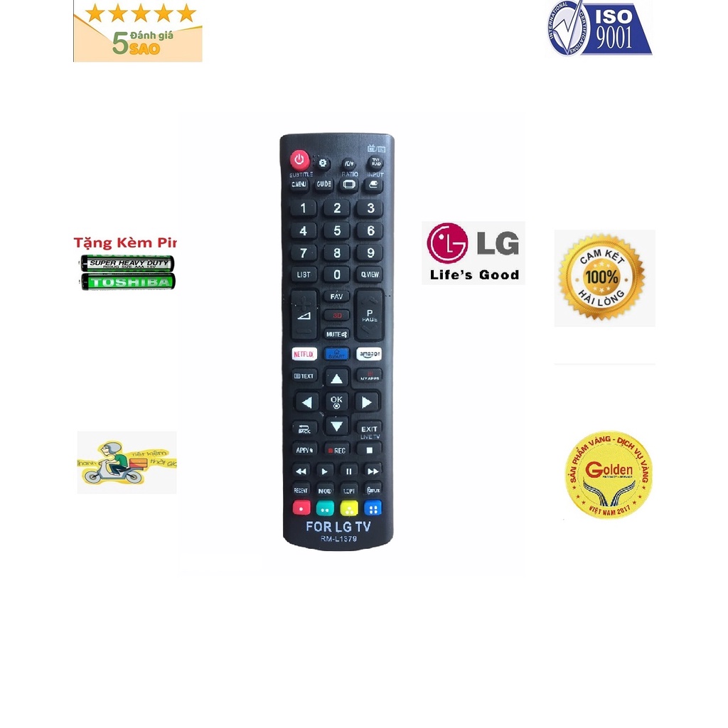 Điều khiển tivi LG RM-L1379 smart internet - tặng kèm pin - Remote LG RM-L1379 loại tốt