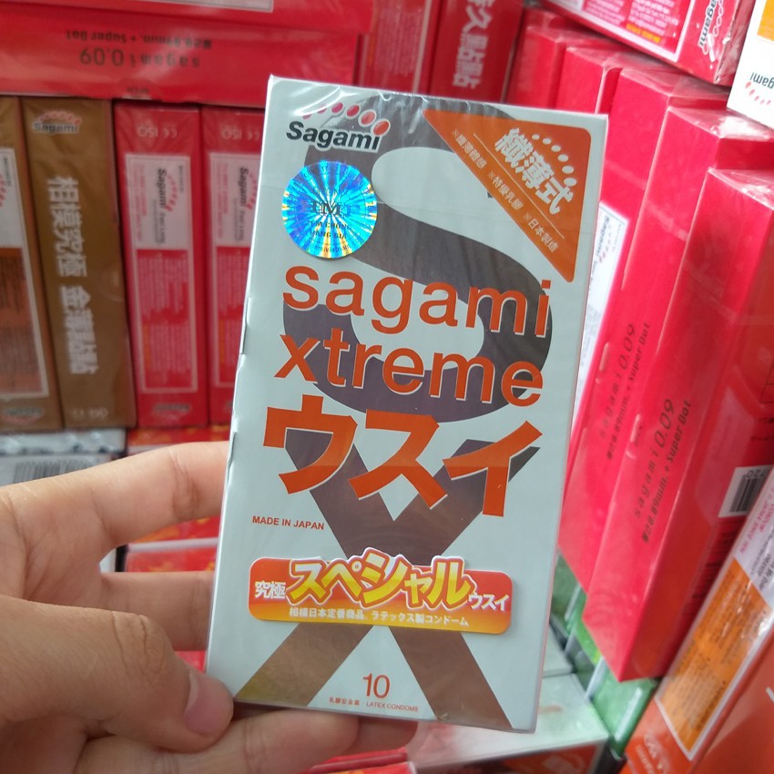 [ GIÁ SỈ ] - Bao cao su Sagami Xtreme Super Thin, siêu mỏng, co giãn, ôm khít - Hộp 10 cái