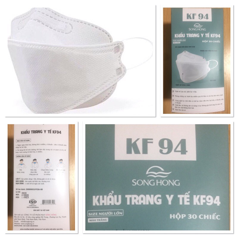 Khẩu trang KF94 Sông Hồng (Hộp 30 chiếc - có giấy phép FDA Mỹ) | BigBuy360 - bigbuy360.vn