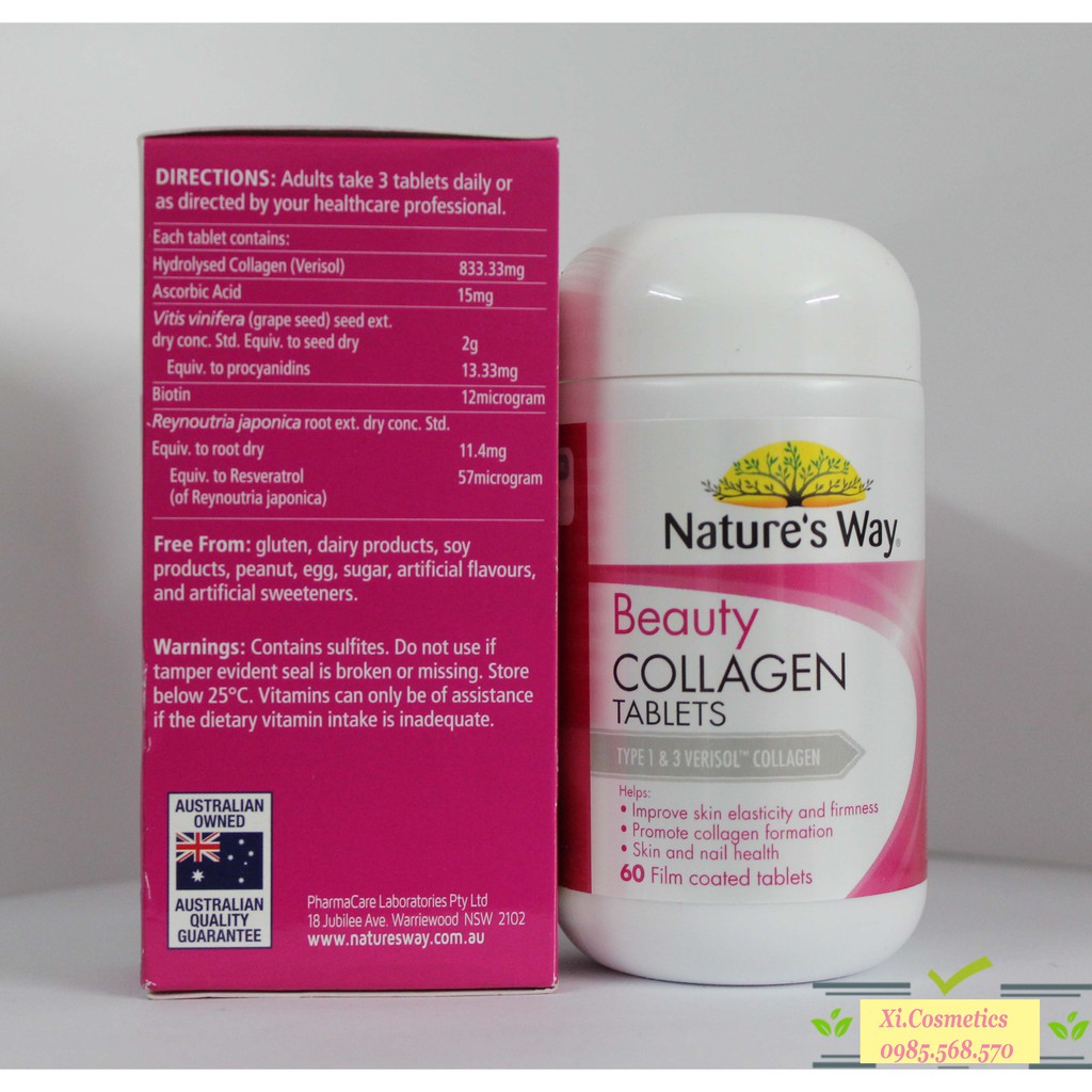 Viên uống Nature’s Way Beauty Collagen Booster 60 viên của Úc mẫu mới - Hỗ trợ đẹp da