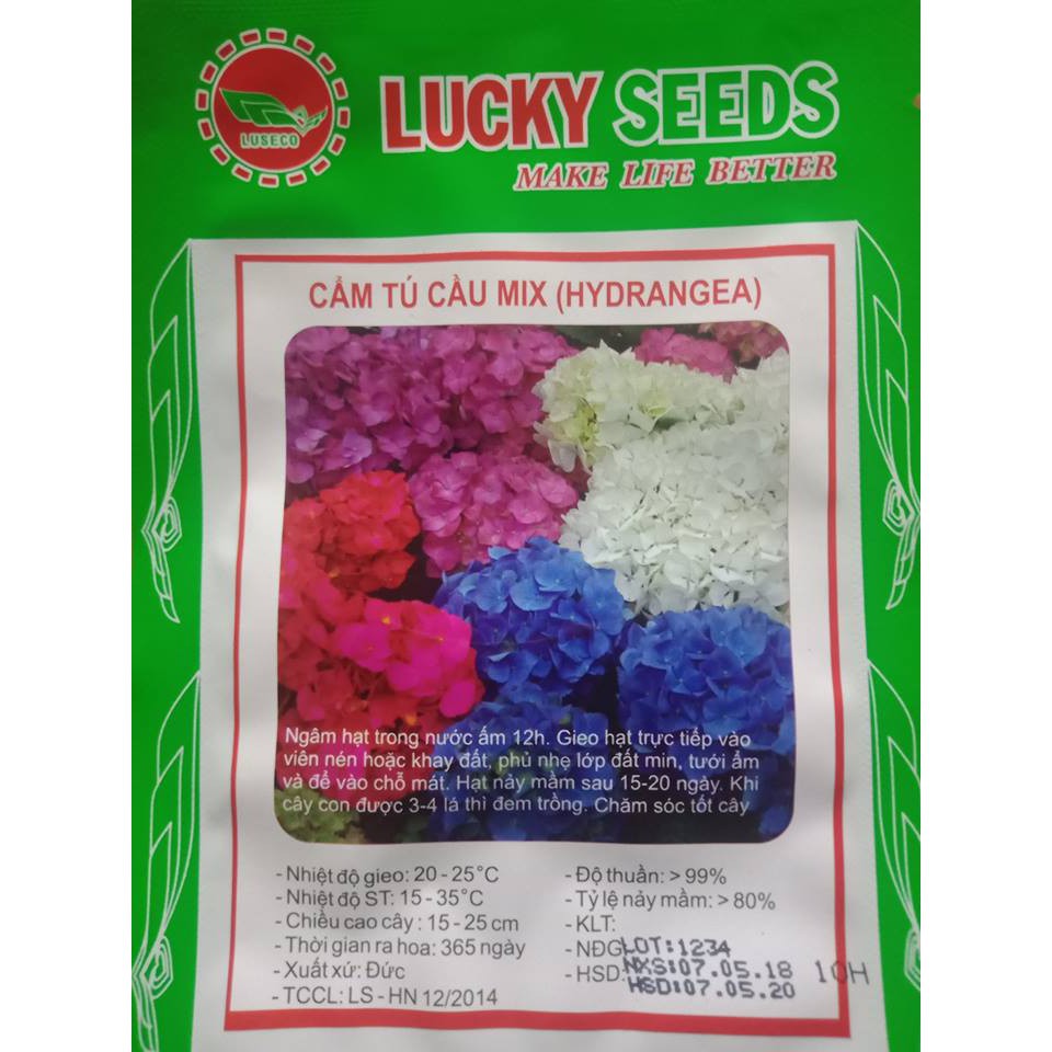 Hạt Giống Hoa Cẩm Tú Cầu Nhiều màu LUCKY SEED( 10 hạt)