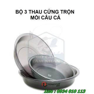 Bộ 3 cái thau cứng trộn mồi câu cá