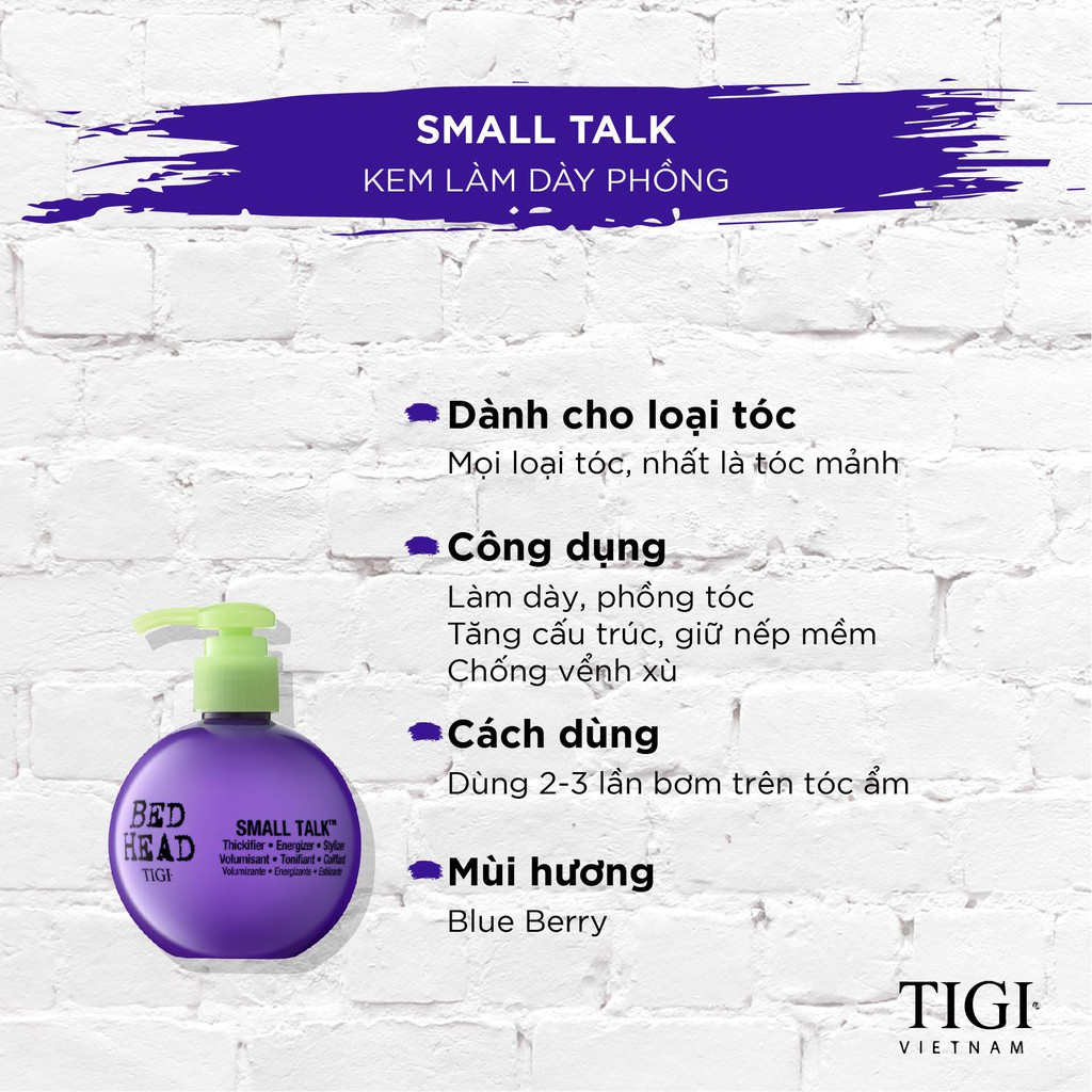 Wax tạo nếp tóc uốn Tigi Bed Head Small Talk 125ml ( New 2021 )