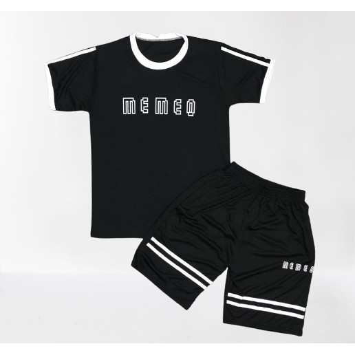 Thun lạnh mặc nhà đồ bộ 2D mẫu Memeo Đen cam kết chất lượng sản phẩm đồ thể thao nam thun cotton - Cô Ba Shop