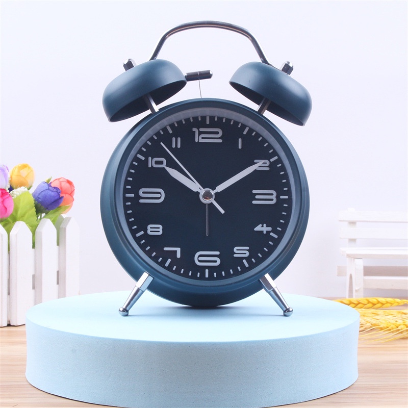Đồng hồ kim loại báo thức có đèn ngủ