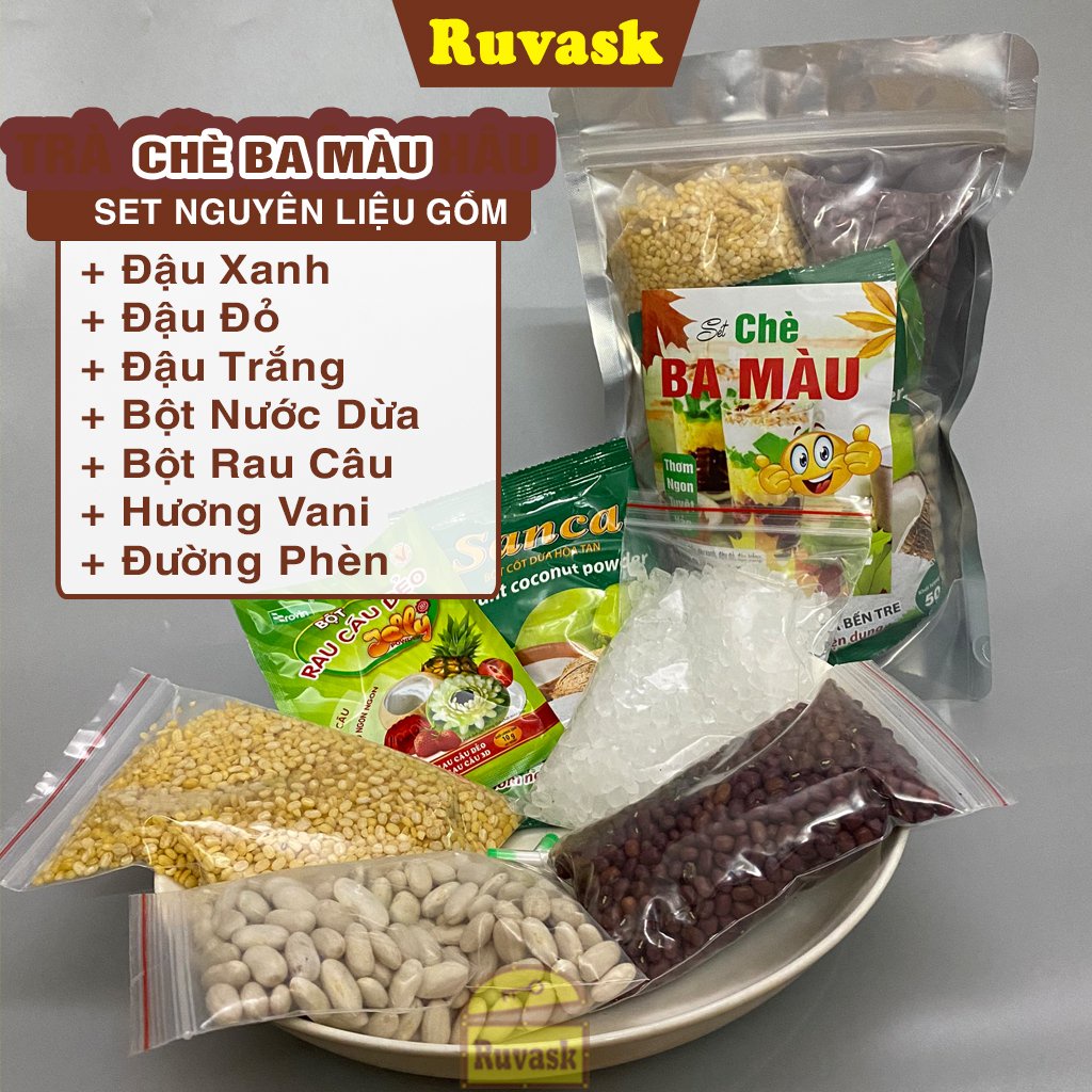 Set Chè Dưỡng Nhan Tuyết Yến Chè Khúc Bạch, Chè Bưởi, Sâm Bổ Lượng Sương Sa Sương Sáo - Set Nguyên Liệu Đồ Ăn Vặt Ruvask