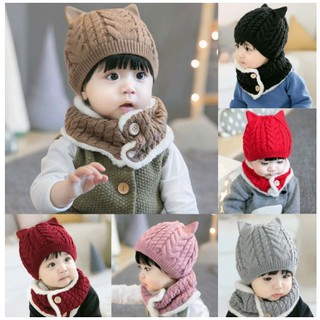 [QUÁ ĐẸP MÀ CHỈ 60K] MŨ LEN MÙA ĐÔNG CHO BÉ TẶNG KHĂN QUÀNG CỔ CÀI CÚC