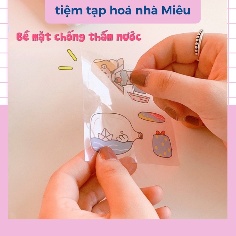 Sticker dễ thương, miếng dán trang trí dán tập vở, bình nước, điện thoại - tiệm tạp hoá nhà Miêu