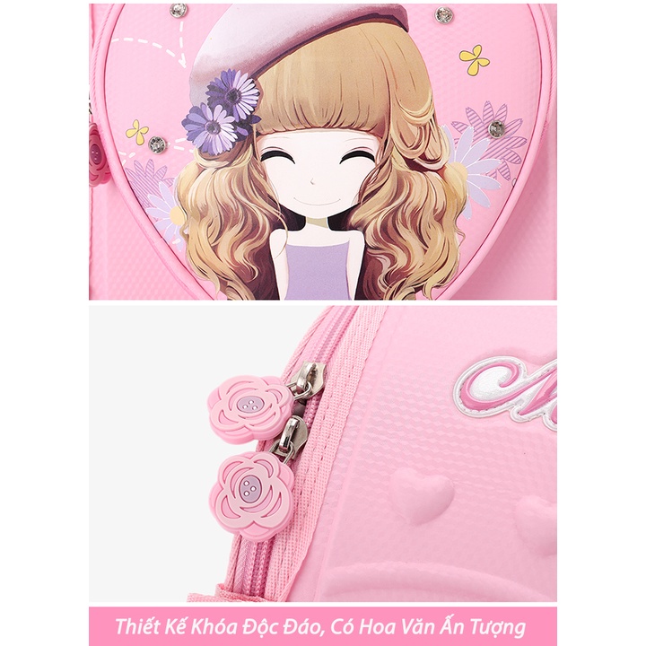 [Size 38 - Loại 1]Balo cho bé gái, bé trai tiểu học form Hộp lưng êm, chống thấm nước, cặp sách học sinh, balo hình elsa