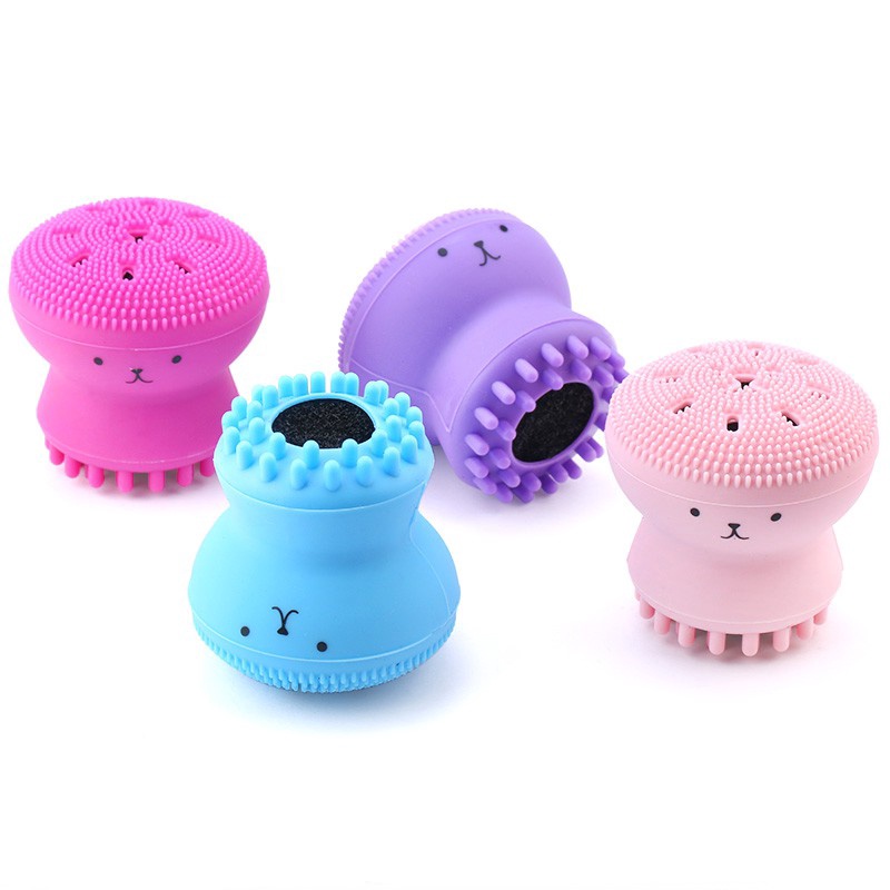 Cọ Rửa Mặt silicone Hình Bạch Tuộc Nhỏ Giúp Loại Bỏ Mụn Đầu Đen Và keratin