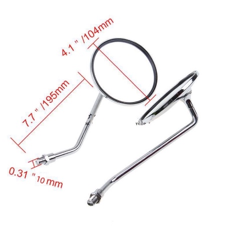 kính/ gương chiếu hậu SH MODE kiểu tròn Inox cứng cáp, sáng bóng - Gắn được nhiều dòng xe (giá 1 cặp)