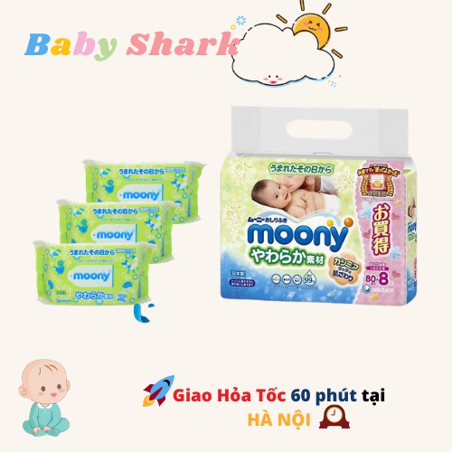 Khăn ướt Moony 80 tờ nội địa Nhật Bản