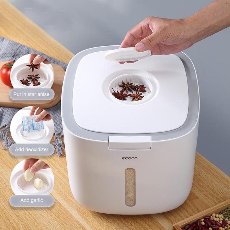 Thùng Đựng Gạo🍀FREESHIP🍀Thùng Gạo Thông Minh ECOCO Dung Tích 10kg  Mẫu Mới Hàng Loại 1