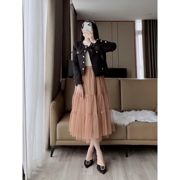 Áo dạ Tweed sang chảnh 2 lớp LINSTORE thiết kế A3
