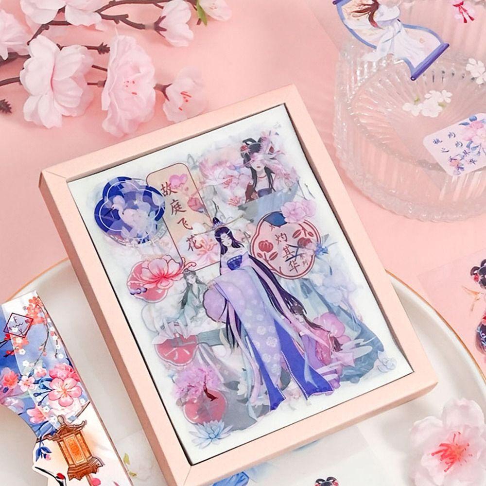 AUGUSTINE Bộ Nhãn Dán Tự Dính Họa Tiết Dễ Thương Trang Trí Sổ Tay DIY