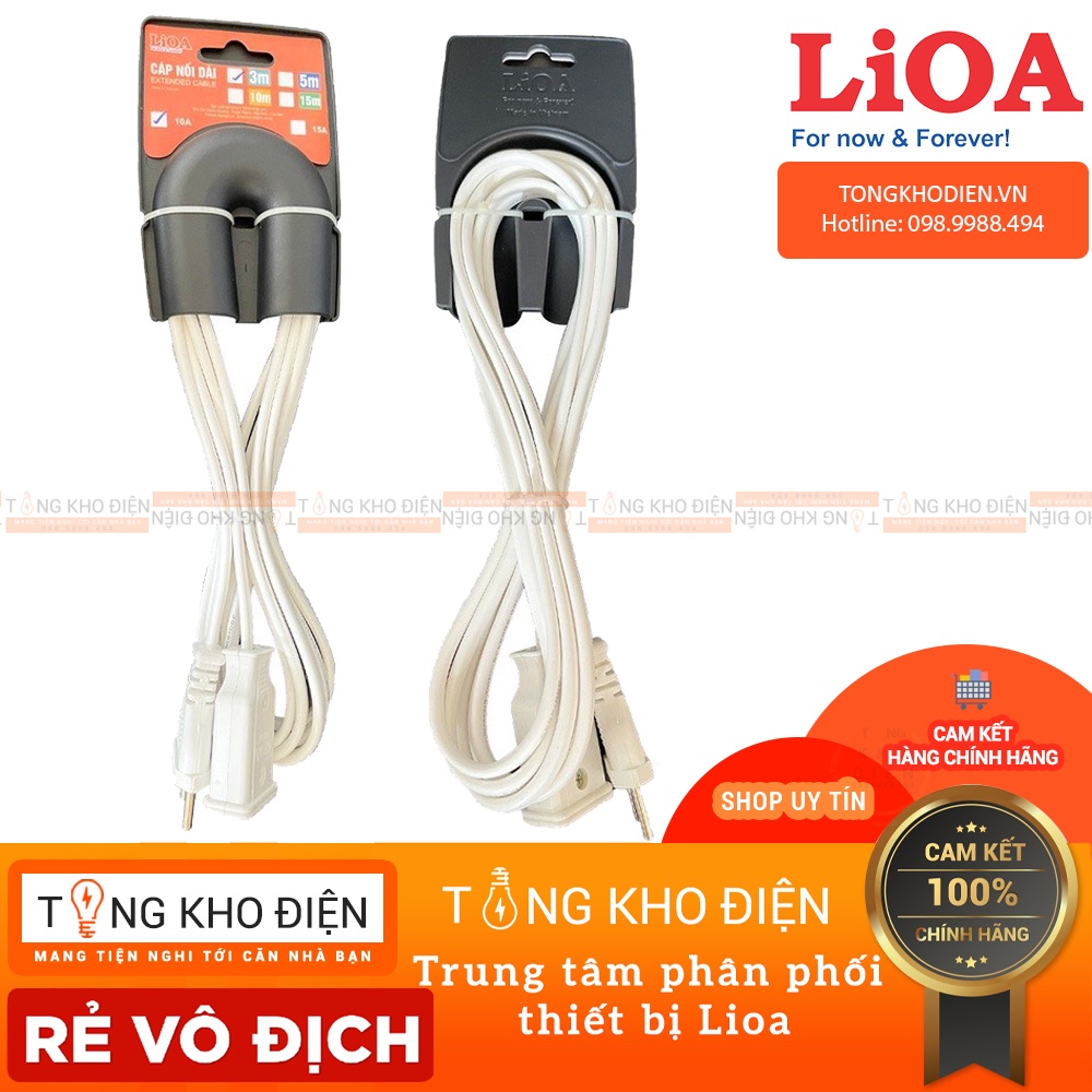 Dây điện nối dài LIOA 2 Lõi 10A C*-2-10A (màu trắng)