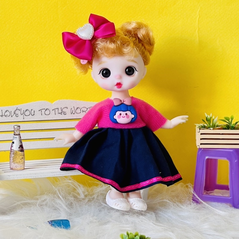 Búp bê BJD 17cm xinh đẹp kèm trang phục quà tặng đồ chơi cho bé gái
