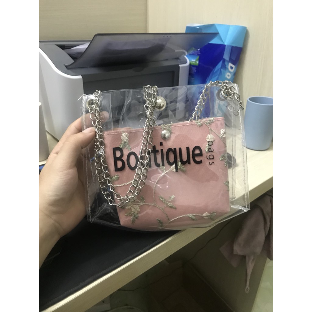 Túi đeo vai nữ BG341 có lớp túi trong suốt cực đẹp.