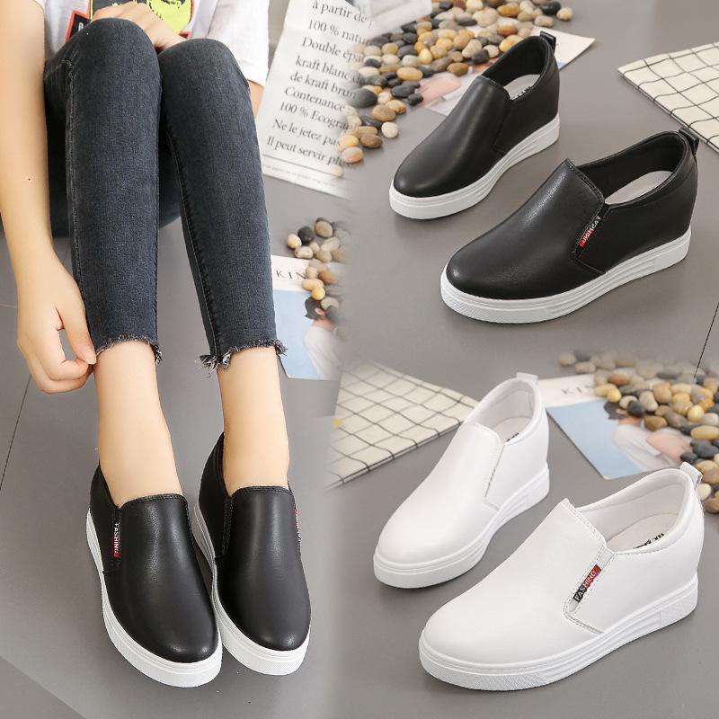 Giày nữ độn đế 6cm cực tôn dáng cho chị em sneaker thể thao 2 màu đen trắng [GN01]