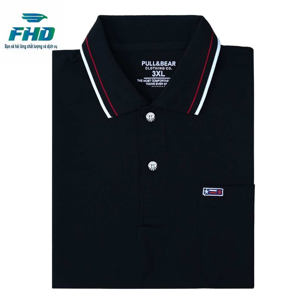 Áo Thun Polo Nam Ngắn Tay Cổ Sọc Có Túi Chất Vải Co Giãn Bền Màu có size cho người 90kg FHDA015_4