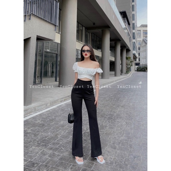 [Freeship] Hình chính chủ YenCloset -  quần ống loe túi mổ sang chảnh, tôn dáng
