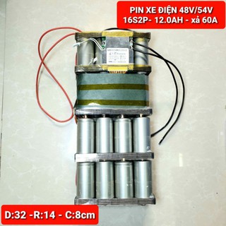 Achun.vn - khối pin sắt xe điện 48v/54v - 16s2p - 12.0ah xả 50a