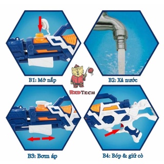 Súng Bắn Nước 2 Nòng, Súng Nước 2 Vòi Áp Lực Loại To Bắn Xa kích thước lớn RedTech